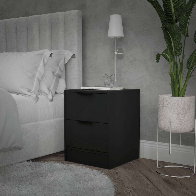 Kappesberg Vails 17 in W Modern 2-Drawer Nightstand – Small Bedroom Storage - Black