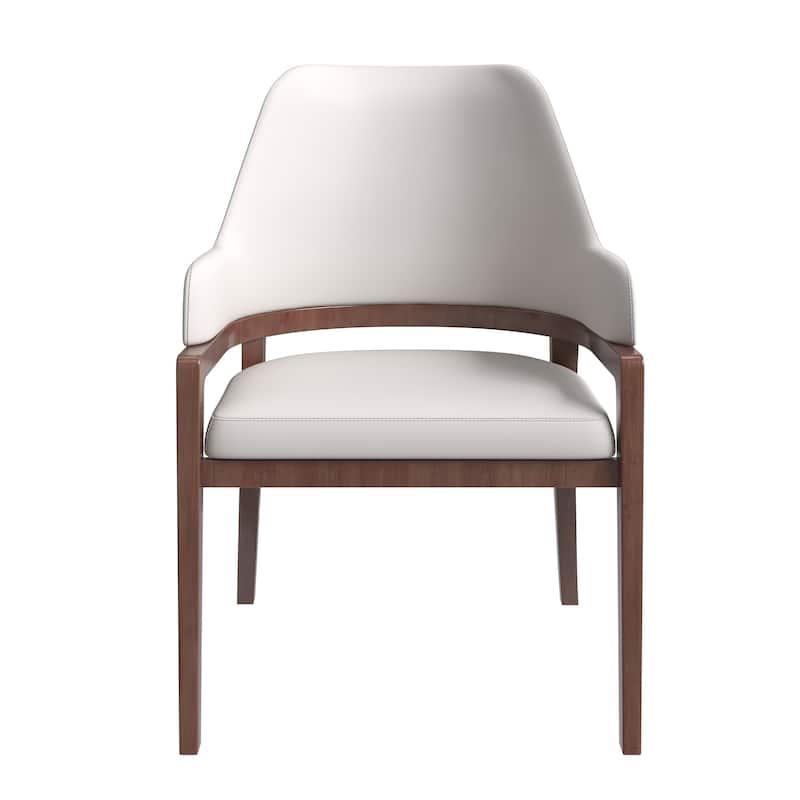 Ethora Leather Dining Chair with Curved Open Back and Rubberwood Legs