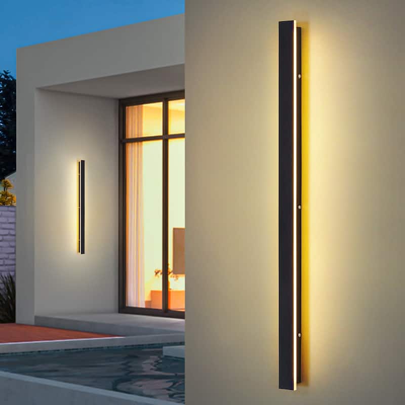 Modern Linear Strip Acrylic Integrated LED 3000K Warm Light IP65 Waterproof Outdoor Wall Lights