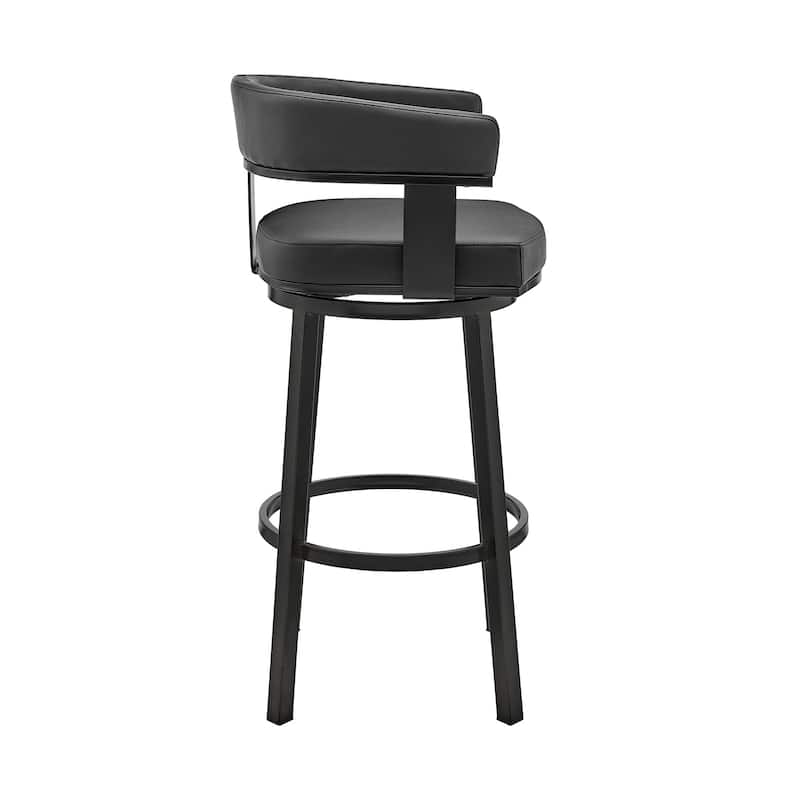 Jack 26 Inch Counter Height Bar Stool, Swivel Chair, Faux Leather, Black