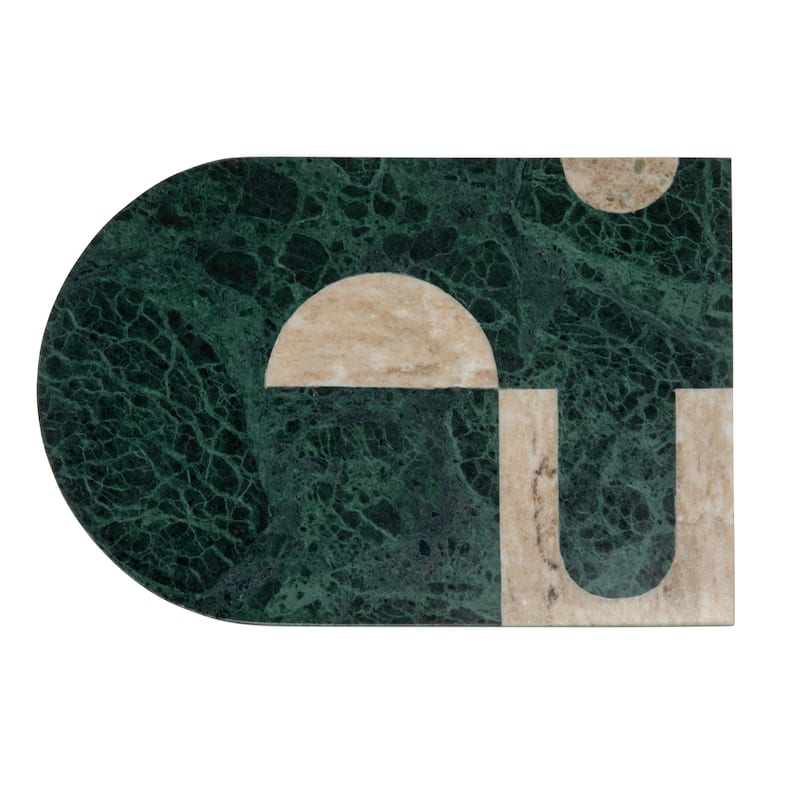 Marble Cheese Slicer and Cutting Board with Abstract Design - 11.8"L x 7.8"W x 0.6"H