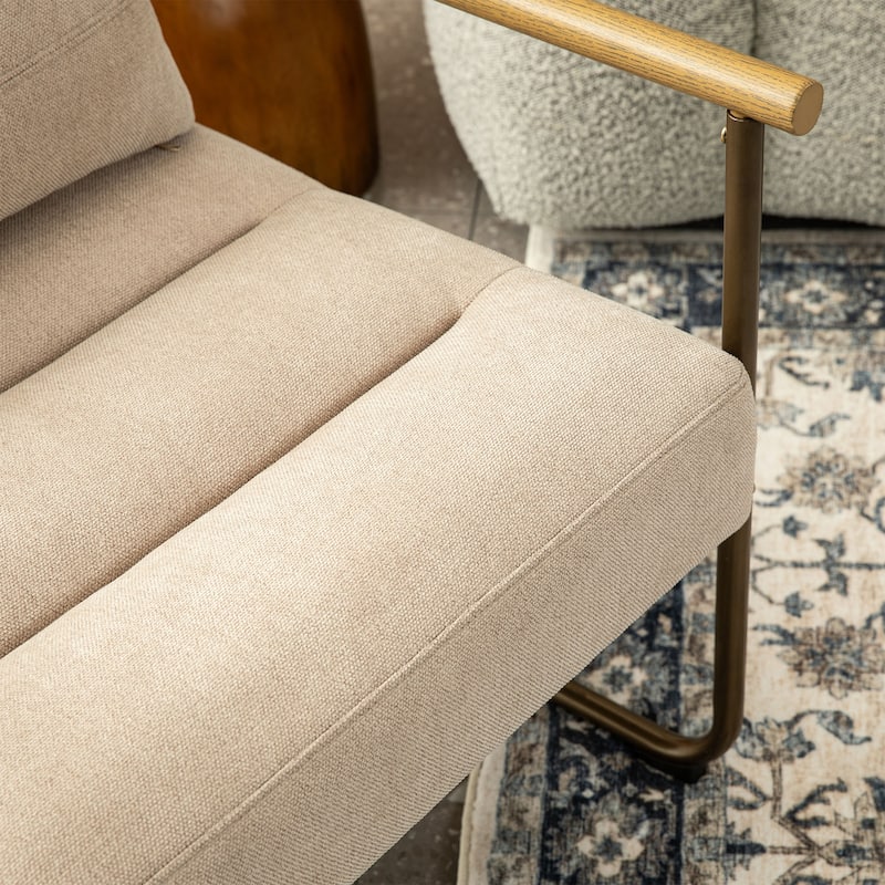 Glitzhome Set of 2 33.25"H Mid-Century Modern Fabric Accent Arm Chair with Metal Frame - 30.5''W X 26.25''D X 33.25''H