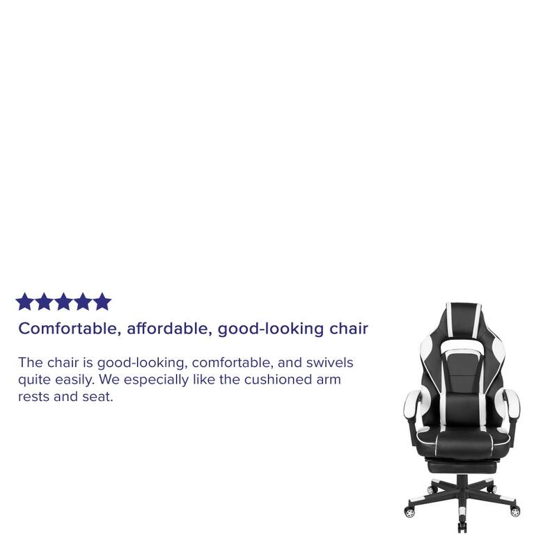 Ergonomic Gaming Chair -Recline Back/Arms, Footrest, Massaging Lumbar
