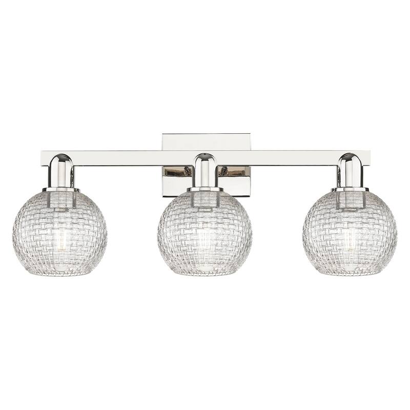 Innovations Lighting 716-3W-10-25 Athens Vanity Athens 3 Light 25" - Polished Nickel / Clear Basketweave