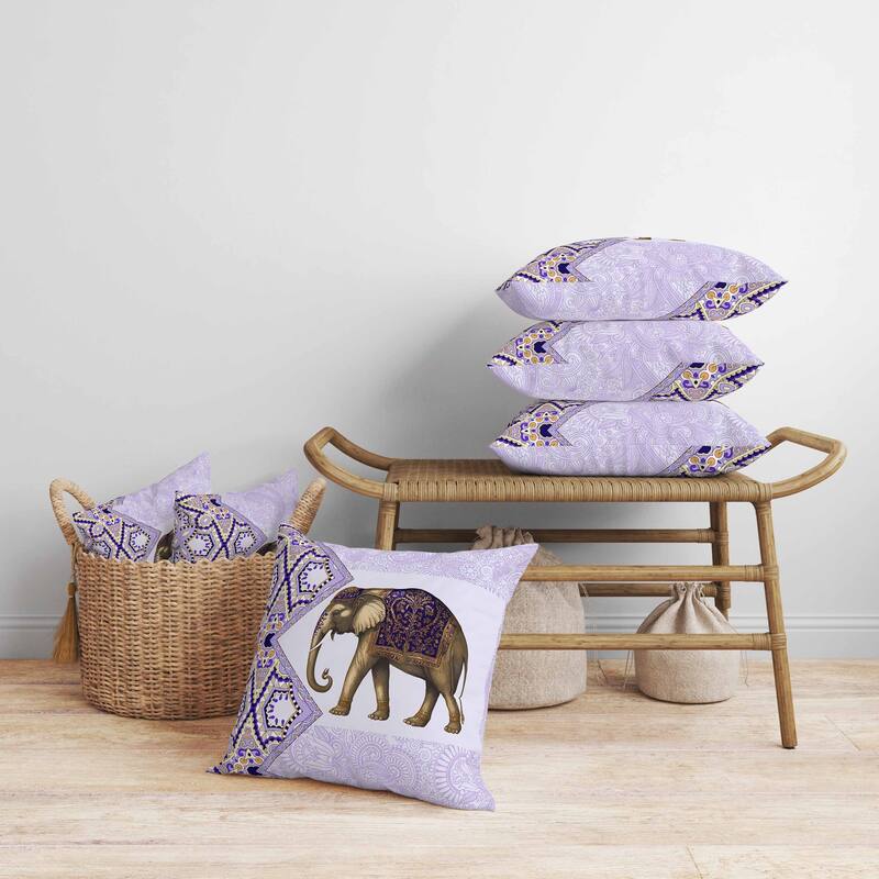 Floraphant Faux Suede Reversible Throw Pillow Lavender and PaleYellow