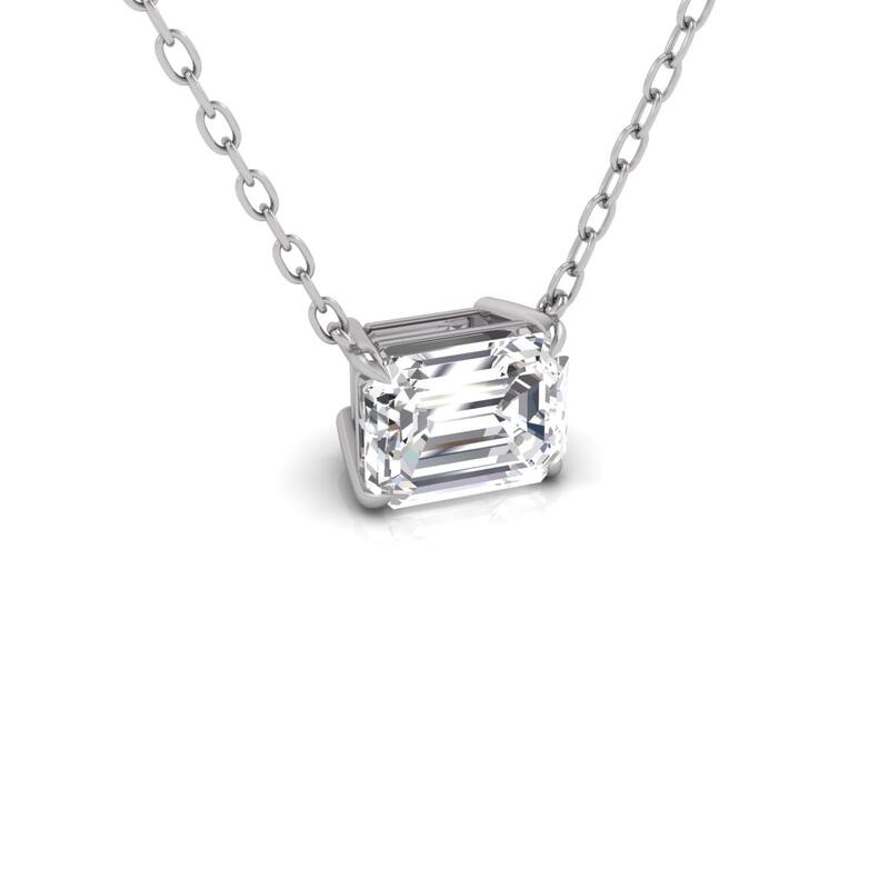 Marquee Lab Grown 3/4 Carat Floating Emerald Diamond Solitaire Pendant in 14K White Gold