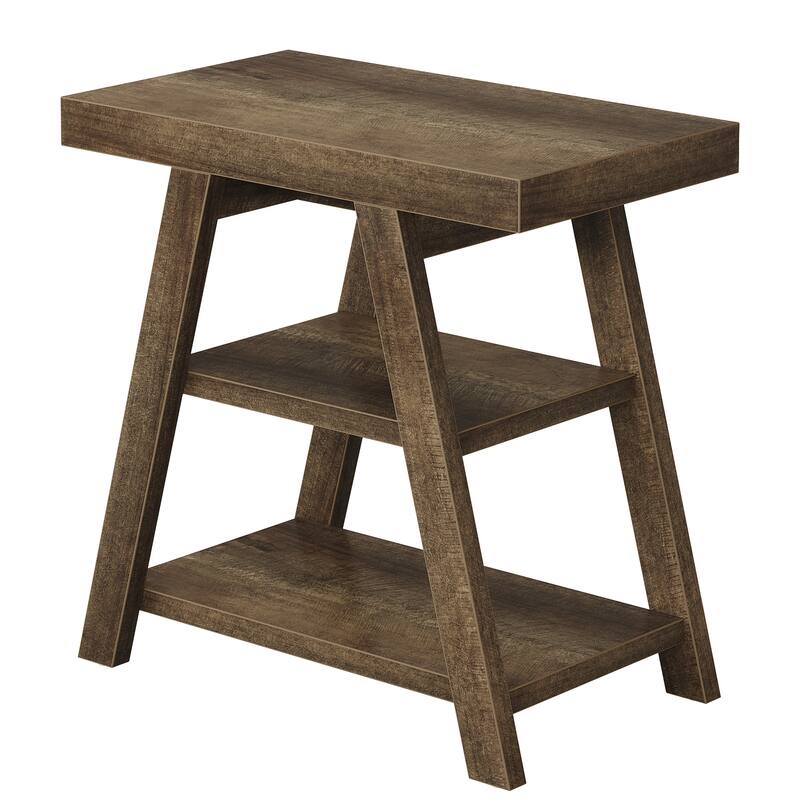 End Table, Side Table with 3-tier Storage Shelf