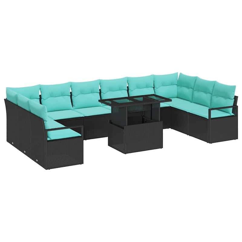 vidaXL 11 Piece Garden Sofa Set with Cushions - 135.4×69.7×27.2
