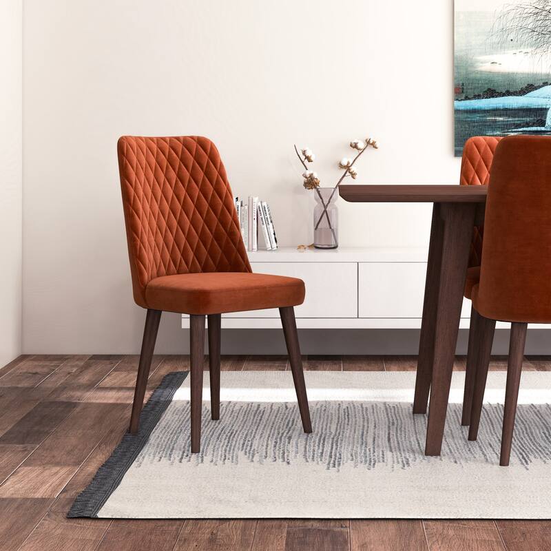Adem Mid Century Modern 9 Piece Comfy Dining Room Set in Orange
