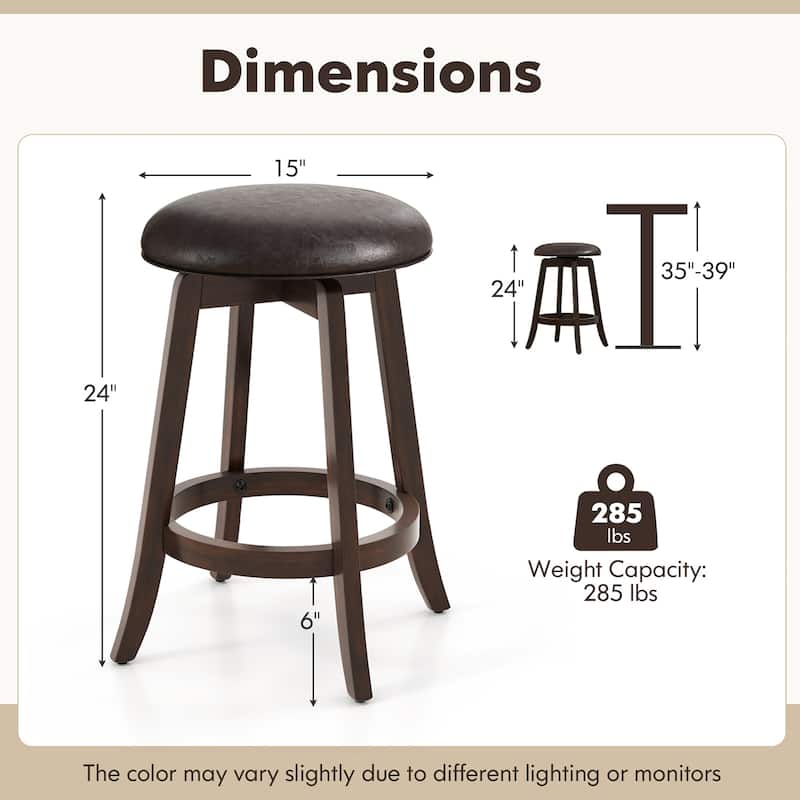 Gymax 24'' Counter Height Stools Set of 2 w/ Swivel Round Seat &