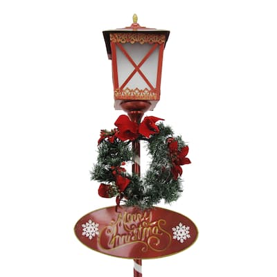 Set of 2 Standing Iron Christmas Lanterns with Round Base - 13.75" L x 13.75" W x 47.25" H