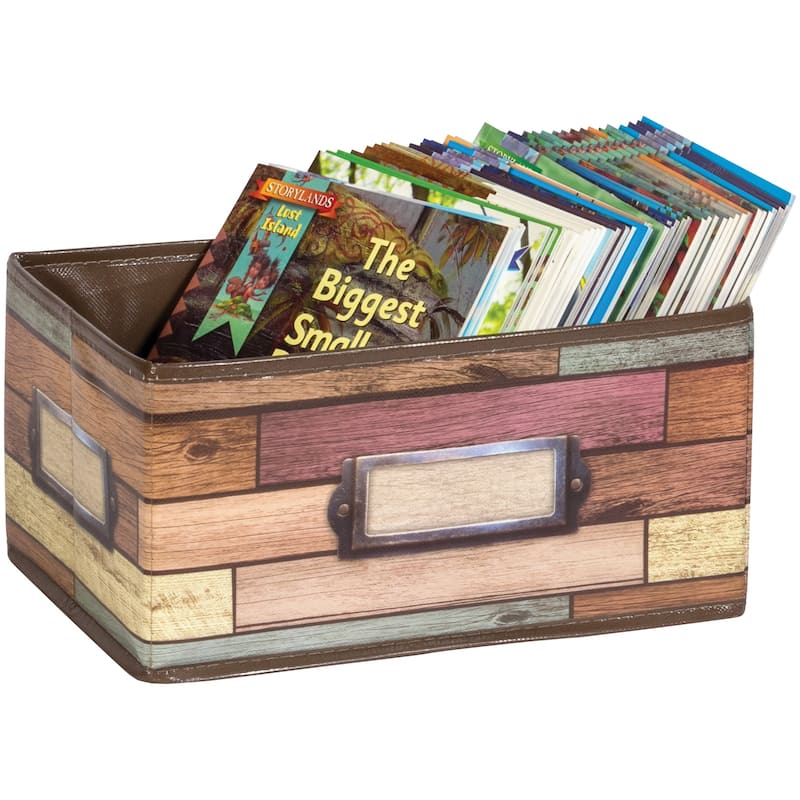 Teacher Created Resources Reclaimed Wood Design Small Storage Bin, Pack of 2