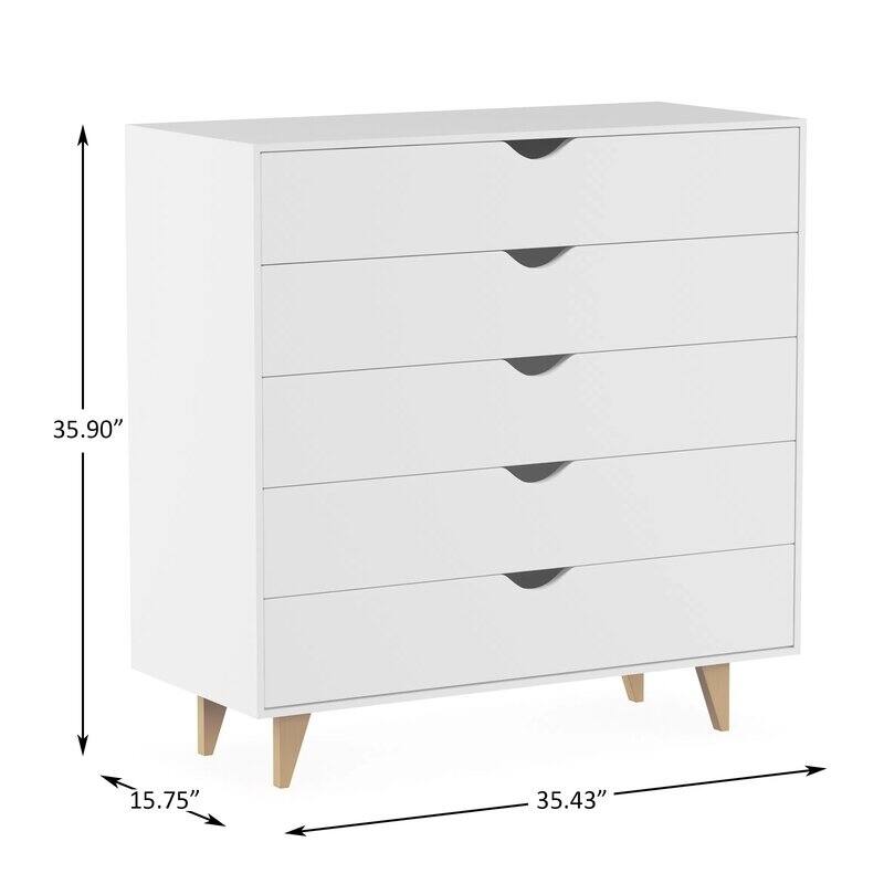 Mid Century Modern 5-Drawer Dresser