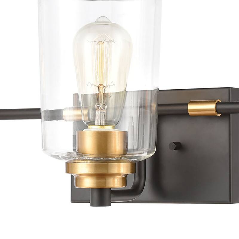 Elk Home Robins Matte Black With Clear Glass 3 Light Vanity Light