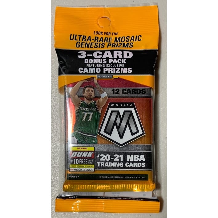 2020-21 Panini Mosaic Basketball Hanger Sealed Pack 15 Cards Look For Ultra Rare Mosaic Genesis & Camo Prizms - 8'6" x 11'6"