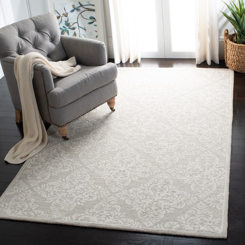 SAFAVIEH Handmade Micro-Loop Sarma Wool Rug - 4' x 6' - Silver/Ivory - Rectangle