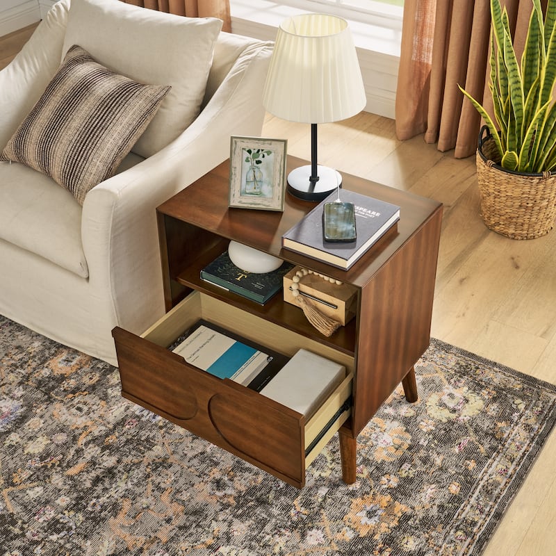 Nightstand Storage Cabinet with Charging Station, Coffee Table Bedside Table File Cabinet Corner Table