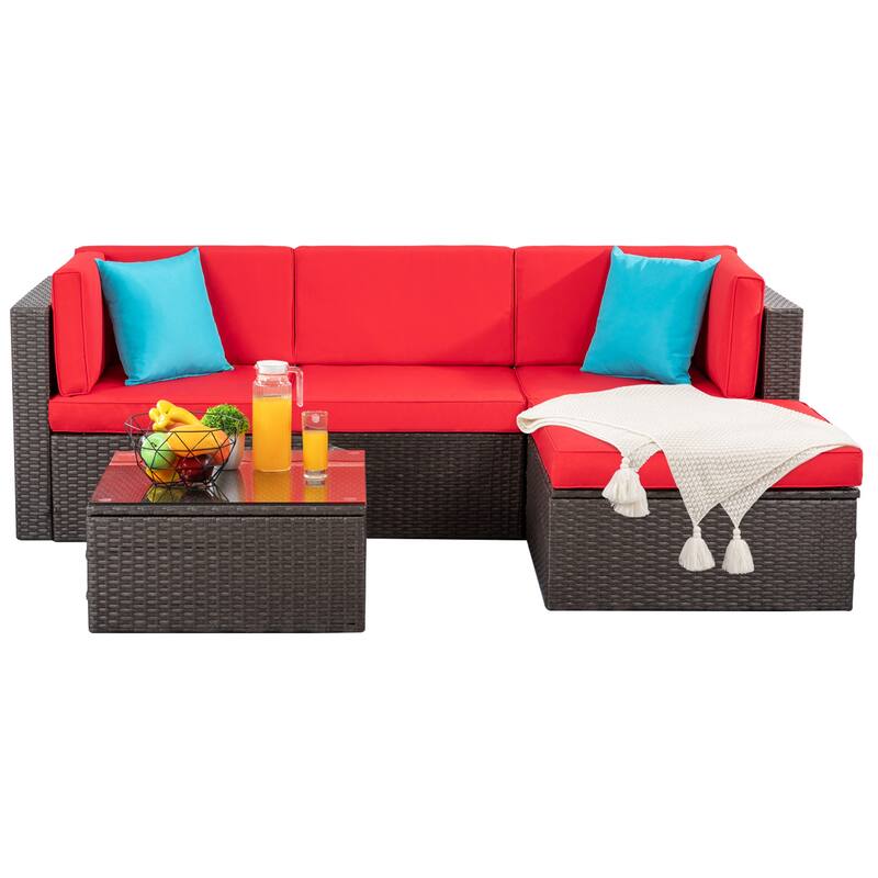 Futzca 5-Piece PE Wicker Outdoor Patio Furniture Set