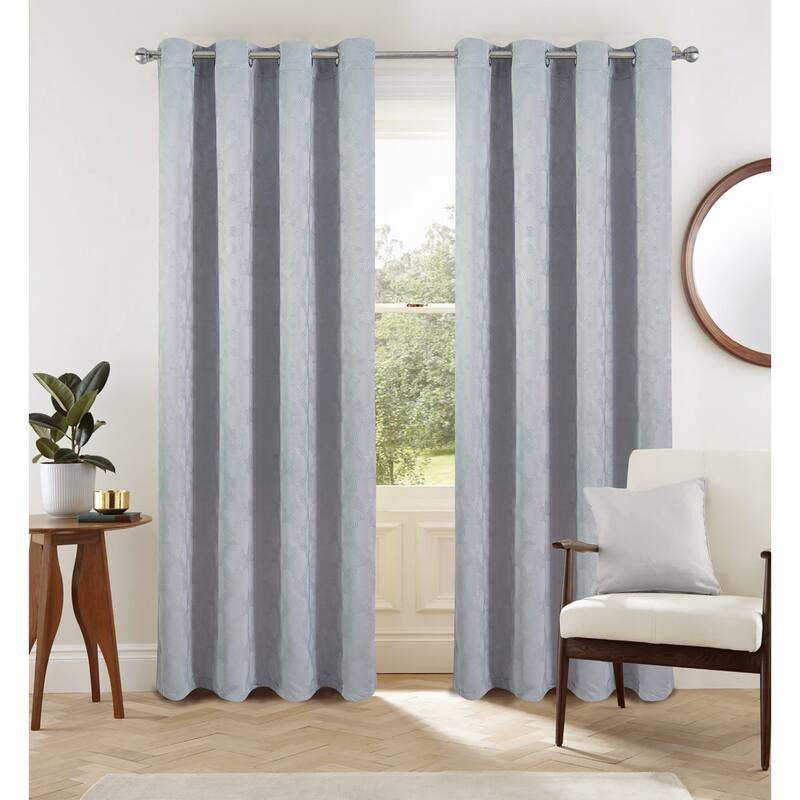 Jansen Geometric Blackout Window Curtain Panel 90 inches - Grey