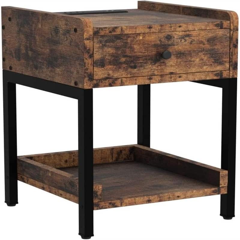 Nightstand Bedside Table with Charging Station