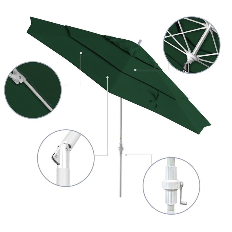 Perry 11ft Round Crank Lift Collar Tilt Aluminum Patio Umbrella by Havenside Home, Base Not Included