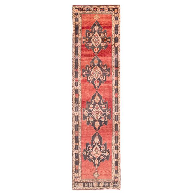 ECARPETGALLERY Hand-knotted Konya Anatolian Red Wool Rug - 3'4 x 13'0