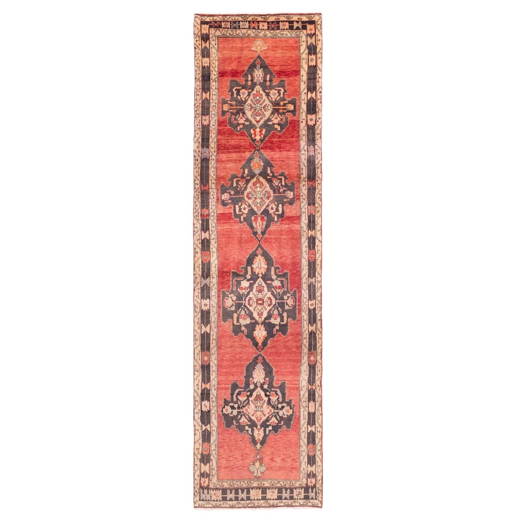 ECARPETGALLERY Hand-knotted Konya Anatolian Red Wool Rug - 3'4 x 13'0
