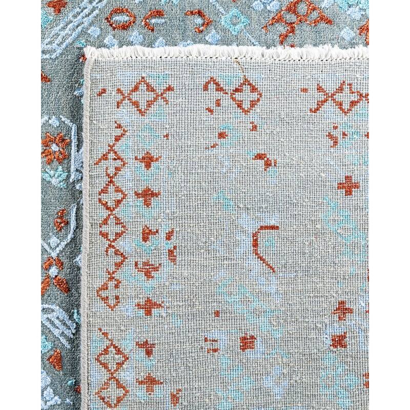 Ikat One-of-a-Kind Hand-Knotted Area Rug - Gray, 8' 10" x 11' 10" - 8' 10" x 11' 10"