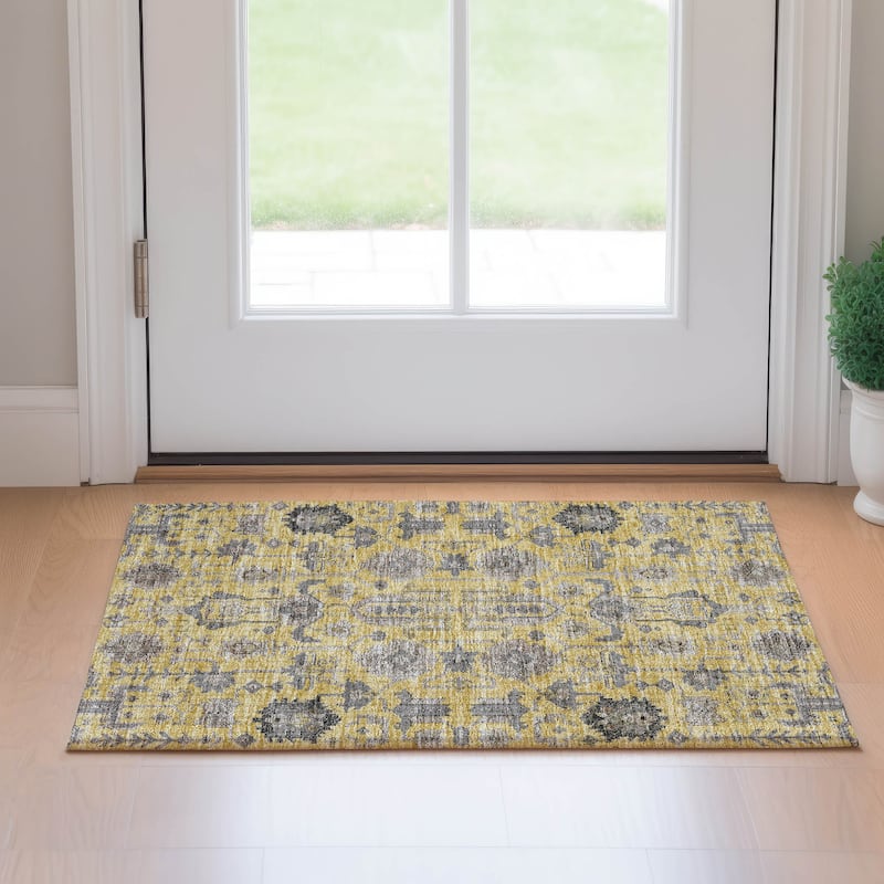 Premium Washable Super Soft Traditional Global Mayfield Rug - Honey - 1' 8" x 2' 6" - Rectangle