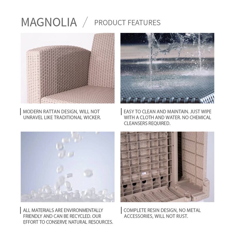 Magnolia Resin All-Weather Loveseat with Cushions