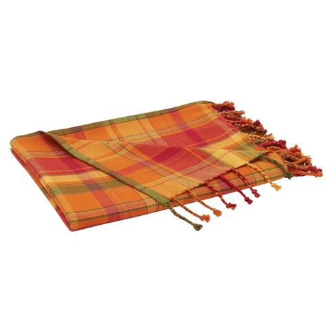 Throw Blanket With Harvest Plaid Design
