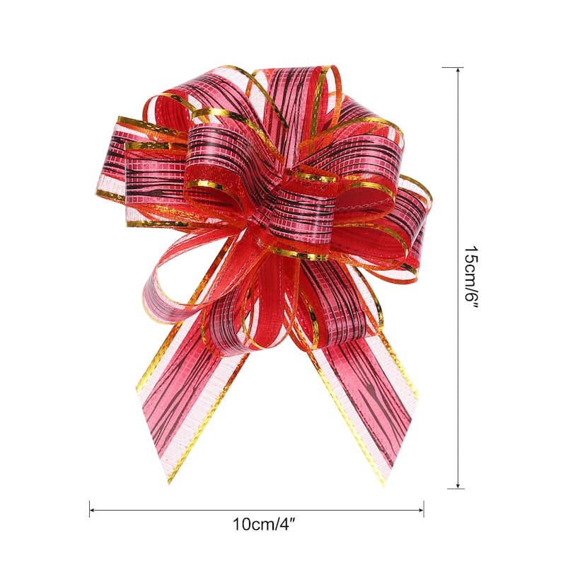 10pcs 6 Inch Large Pull Bow Gift Wrapping Bows Ribbon Organza - Burgundy