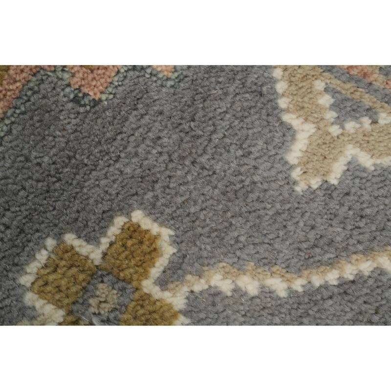 Handmade Wool Oushak Indian Area Rug Hand-knotted Geometric Carpet - 11' 11'' X 9' 1''