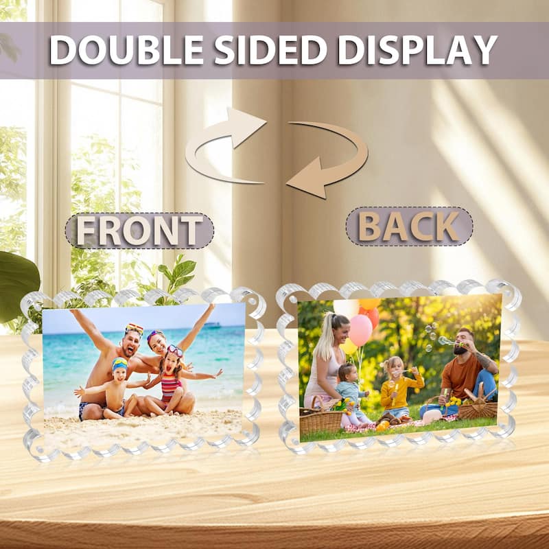 BP4U™ 3-Pack Magnetic Picture Frames, Double-Sided Tabletop Acrylic Picture Frames Freestanding for Desktop Display