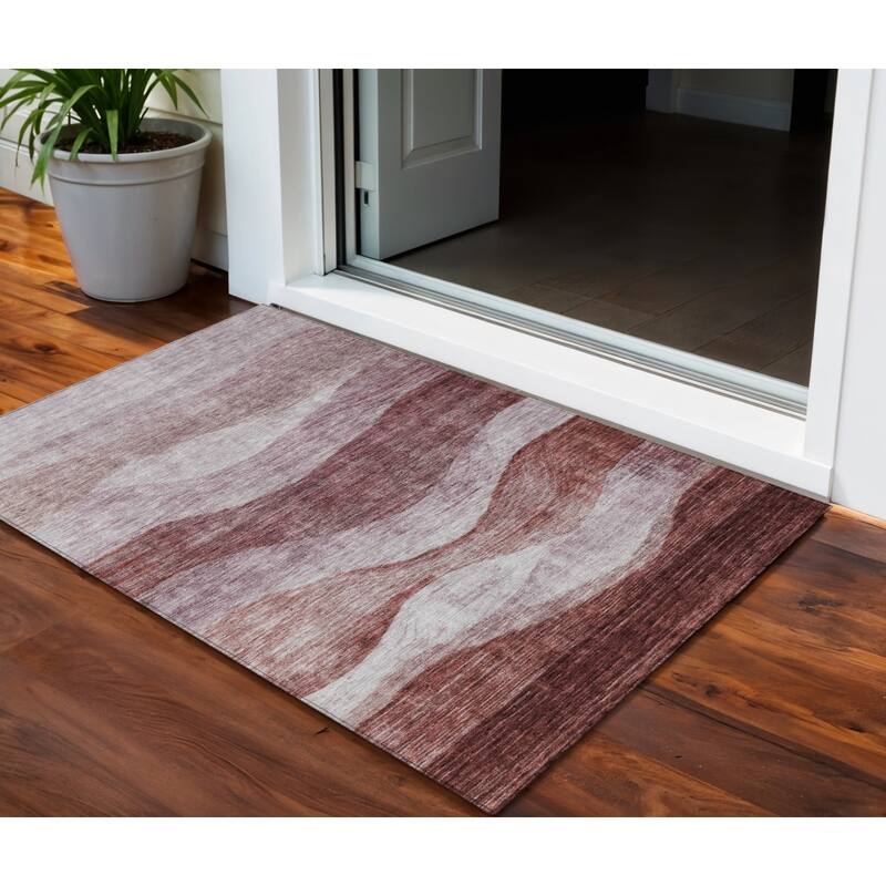 HomeRoots Abstract Transitional Rectangle Outdoor Rug - 3' x 5'