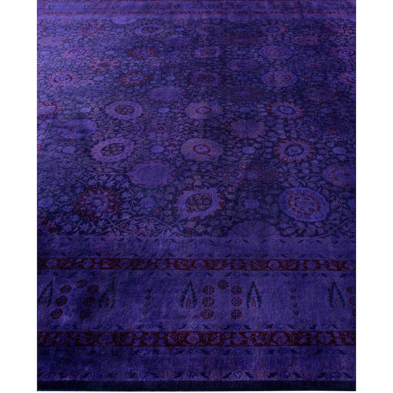 Overdyed One-of-a-Kind Hand-Knotted Area Rug - Purple - 9' 1" x 18' 1"
