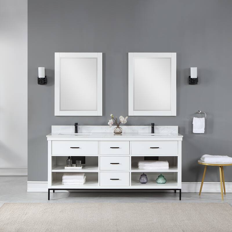 Altair Kesia Bathroom Vanity with Composite Stone Countertop with Mirror