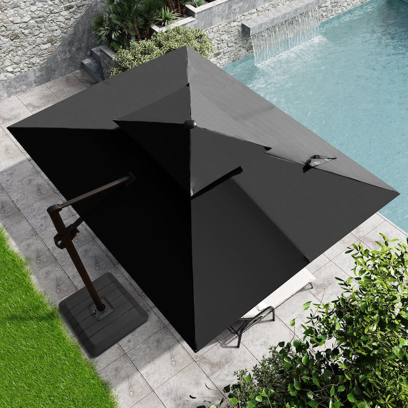 Outdoor 9 x 11 ft Patio Offset Cantilever Umbrella with Weights Base