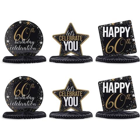60th Birthday Honeycomb Centerpieces (12 in., 6 Pack)