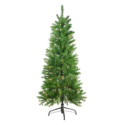 4.5' Pre-Lit White River Fir Artificial Pencil Christmas Tree - Clear Lights