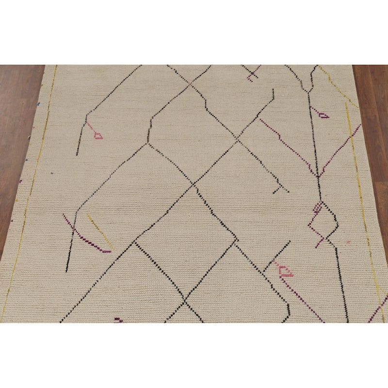 Moroccan Abstract Rug Hand-Knotted Contemporary Wool Carpet - 6'0"x 12'9"