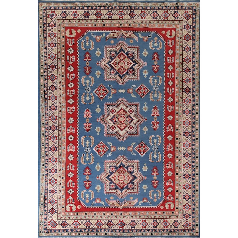 Blue Kazak Oriental Area Rug Wool Carpet - 8'2" x 11'9"