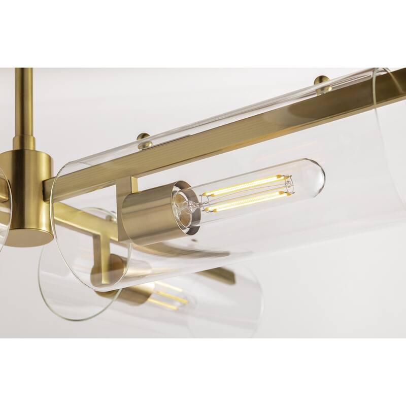 Mitzi by Hudson Valley Lighting Ariel 4-light Aged Brass Chandelier, Clear Glass