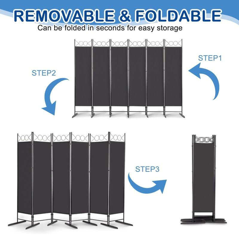 6FT Top With Shape Polyester Cloth Plastic Feet Carbon Steel Frame Foldable Screen