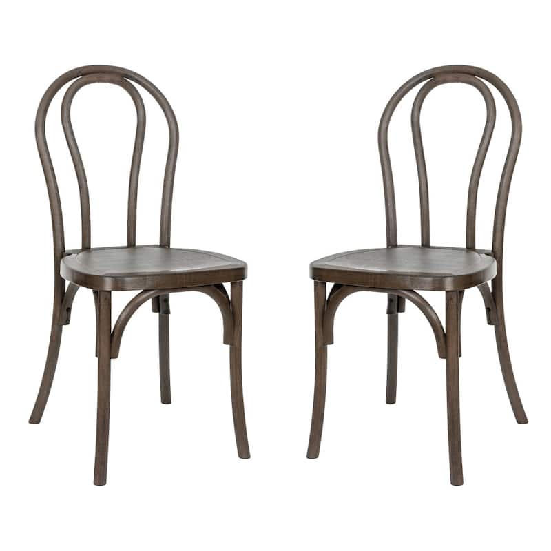 2PK Indoor/Outdoor Commercial Grade Wood Look Resin Thonet Style Chair - 16.5"W x 19.25"D x 36"H