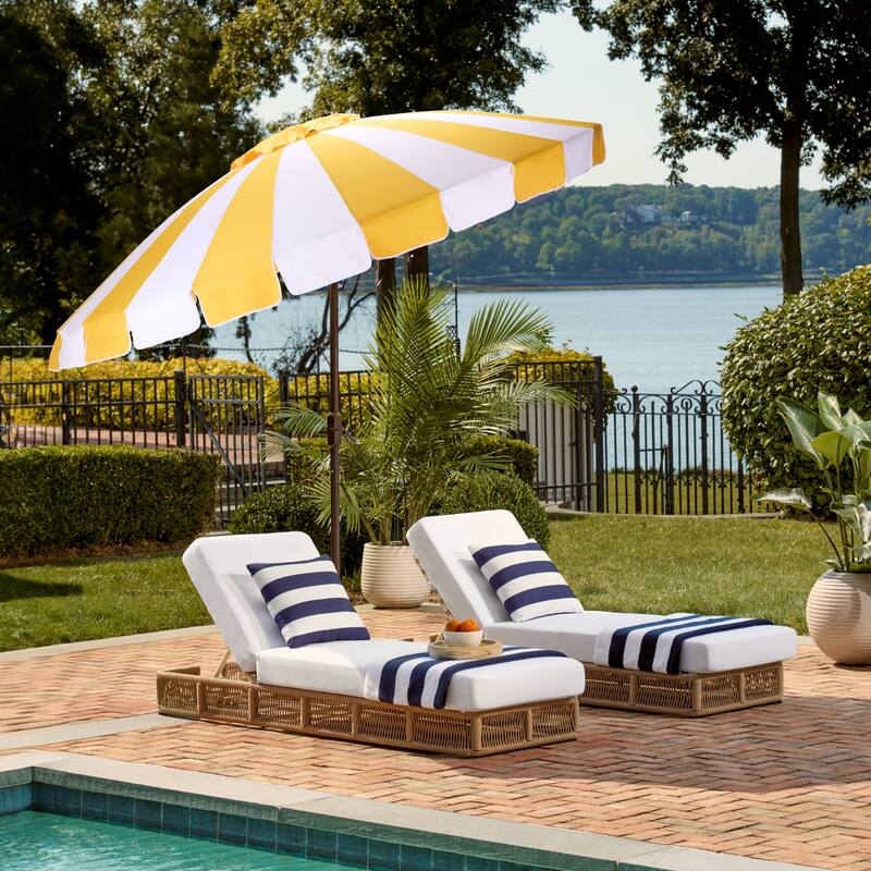SAFAVIEH Outdoor Living Buti 9ft Crank Umbrella - Yellow Stripe