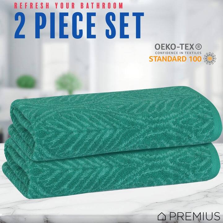 PREMIUS 2 Pack Leaf 100% Cotton Yarn Dyed Hand Towel, 16x28 Inches - 16x28 Inches