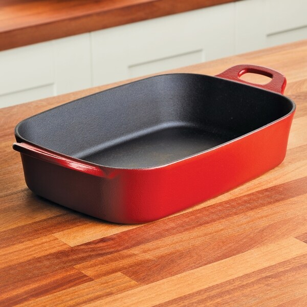 Rachael Ray NITRO Cast Iron Roasting Pan, 9-Inch x 13-Inch - Bed