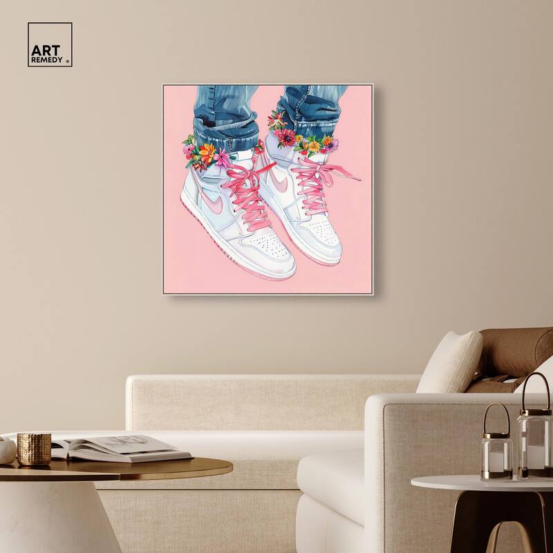 Blush Floral Bloom Sneakers Canvas by Art Remedy