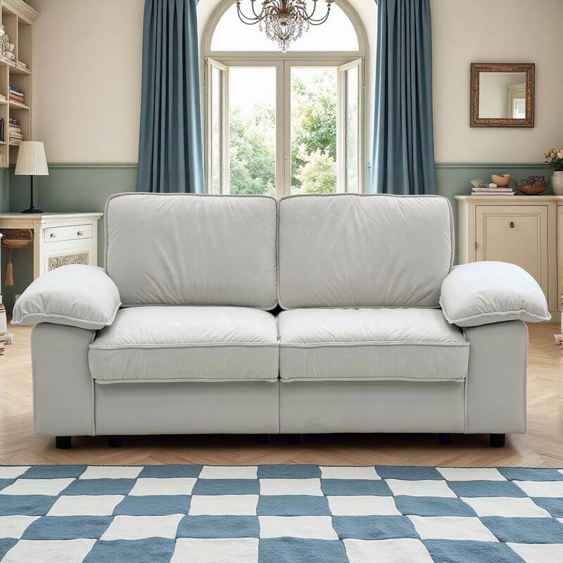 79" Loveseat Sofa Couch with Under-Seat Storage, Elegant 2-Seater Settee with Pillow Top Armrests for Living Room